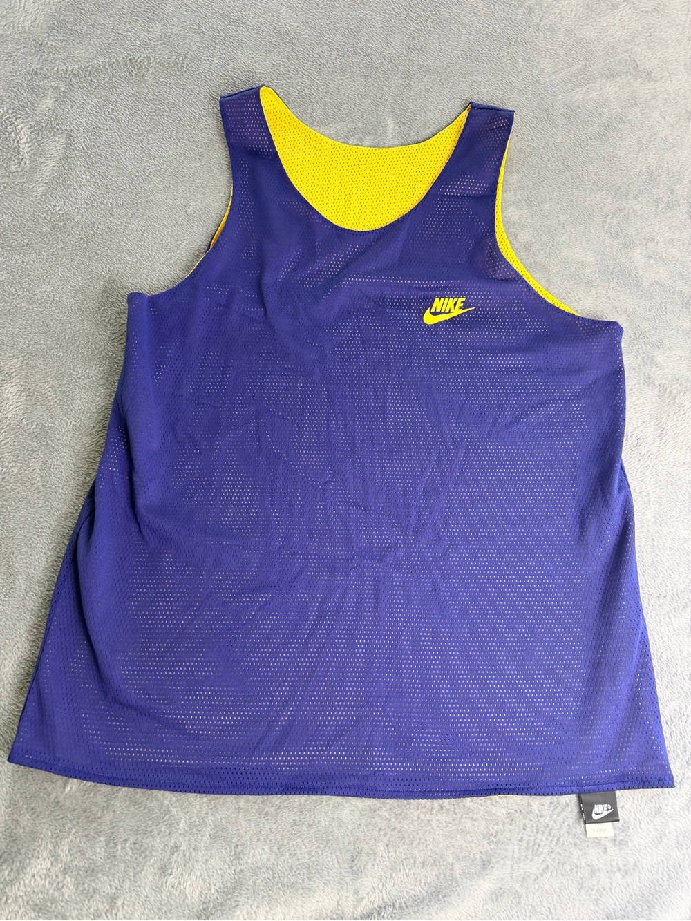 VTG NIKE Reversible Mesh Basketball Jersey Navy/Yellow Size XL Made In USA